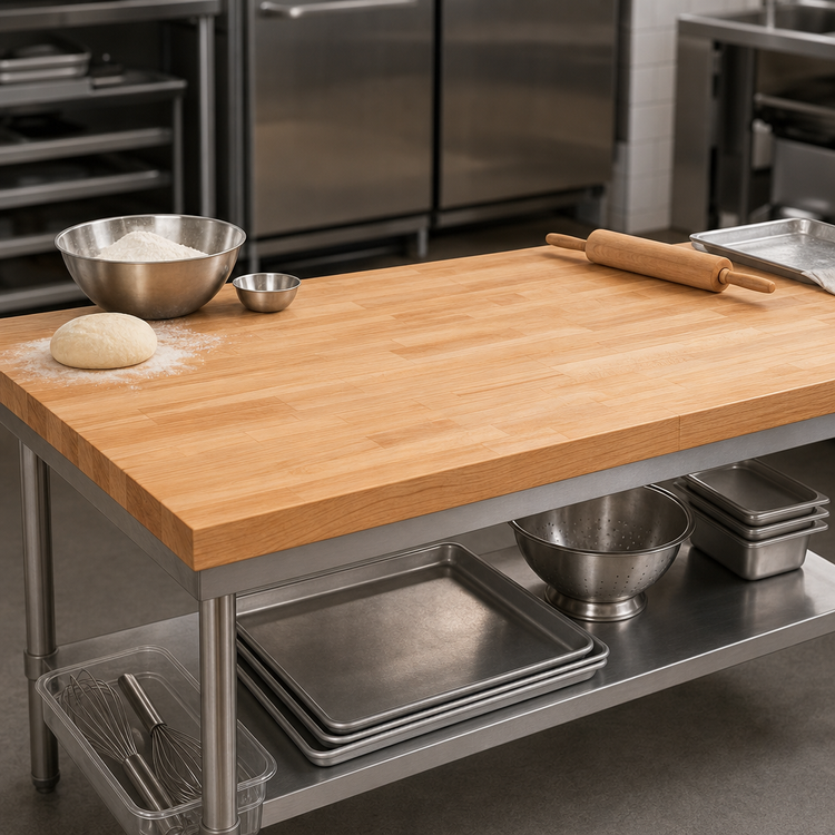 Product image #3 for John Boos Edge Grain Flat Top Northern Hard Rock Maple Work Table Top, 144 x 36 x 1-1/2 Inches