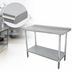 Thumbnail image #3 for Advance Tabco Special Value 60-Inch x 36-Inch Stainless Steel Work Table with 1-1/2-Inch Rear Splash and Adjustable Undershelf