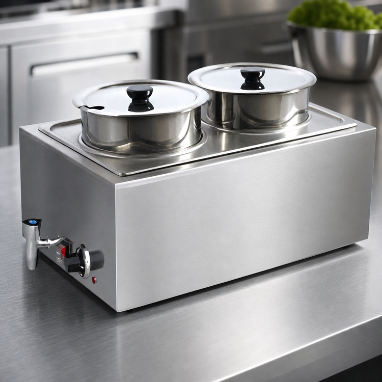 Product image #3 for Uniworld Double Countertop Electric Food Warmer with Drain Valve, 2 x 8-Qt Inserts