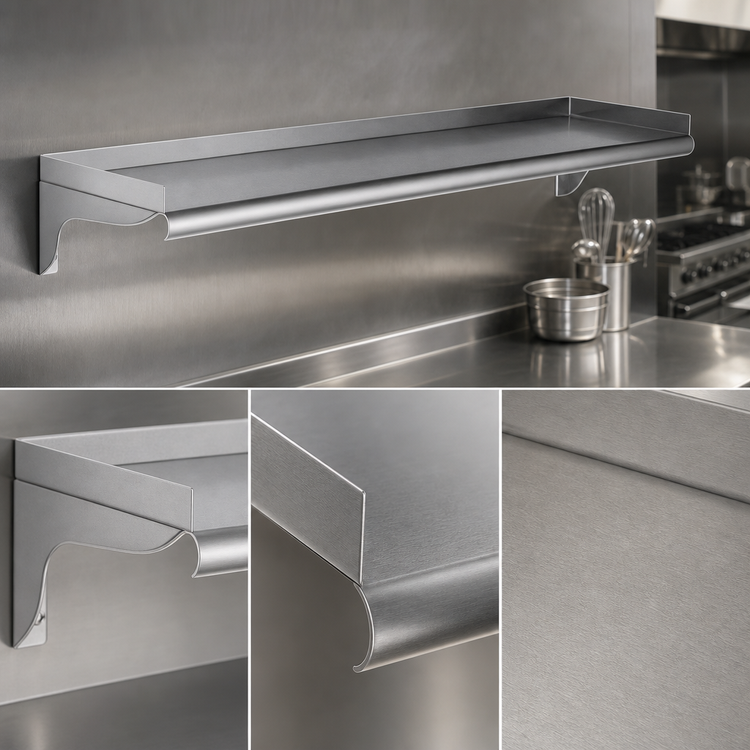 Product image #3 for Eagle Group 84-Inch x 10-Inch Wall-Mounted Shelf, 16 Gauge Type 430 Stainless Steel