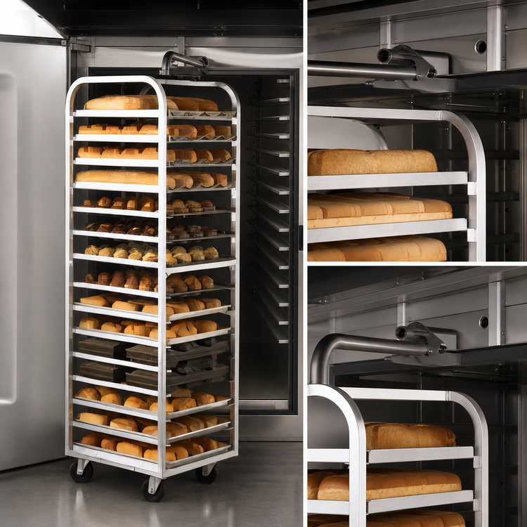 Product image #3 for Adamatic/Revent 1781C Roll-In Oven Rack, C-Lift, 8-Pan Capacity, Side Load