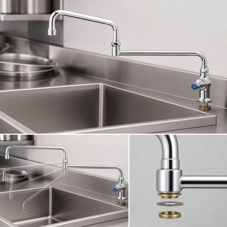 Product image #3 for T&S Brass Single Temperature Single Pantry Deck-Mount Faucet with 18-Inch Double-Joint Swivel Nozzle