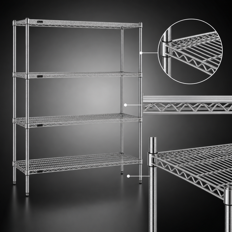 Product image #3 for Eagle Redipak 4-Tier Wire Shelving Unit, 60 x 18 x 63 Inches, Zinc Finish
