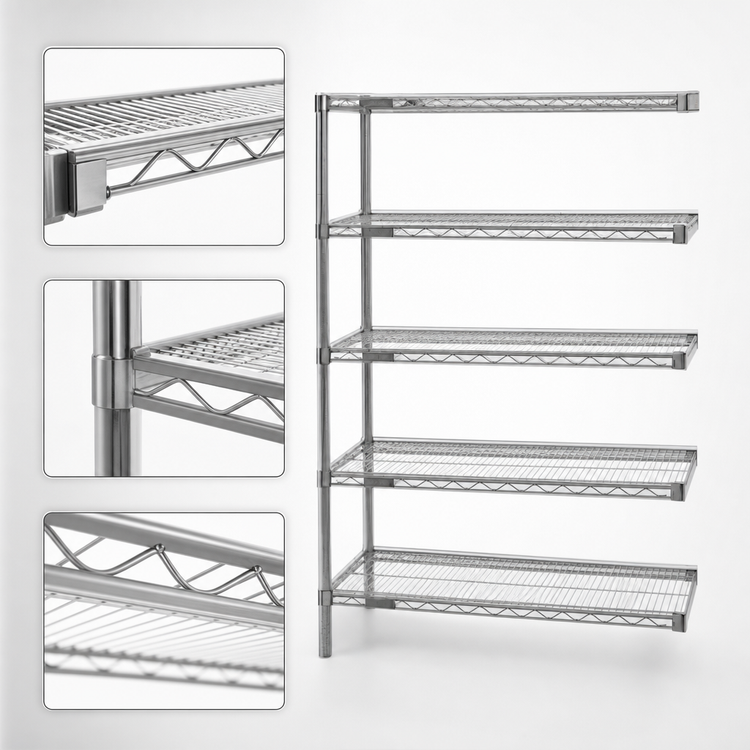 Product image #3 for Eagle Group 5-Tier Add-On Wire Shelving Unit with QuadTruss, 48 x 24 x 74 Inches, Stainless Steel Finish