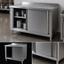 Thumbnail image #3 for 60-Inch Stainless Steel Enclosed Work Table with Sliding Doors and 2-Inch Rear Upturn