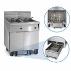 Thumbnail image #3 for Imperial (Middleby) IFSSP475EUT 4-Tank Electric Floor Fryer, 75 lb. Each, Built-In Filter, Electronic Thermostat, Stainless Steel
