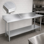 Thumbnail image #3 for Duke Manufacturing 416-2484-5R 84 x 24 in. Stainless Steel Work Table with 5 in. Riser and Galvanized Undershelf