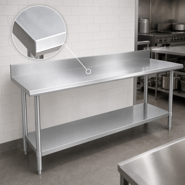 Product image #3 for Duke 84" x 24" Stainless Steel Work Table with 5" Riser and Galvanized Undershelf