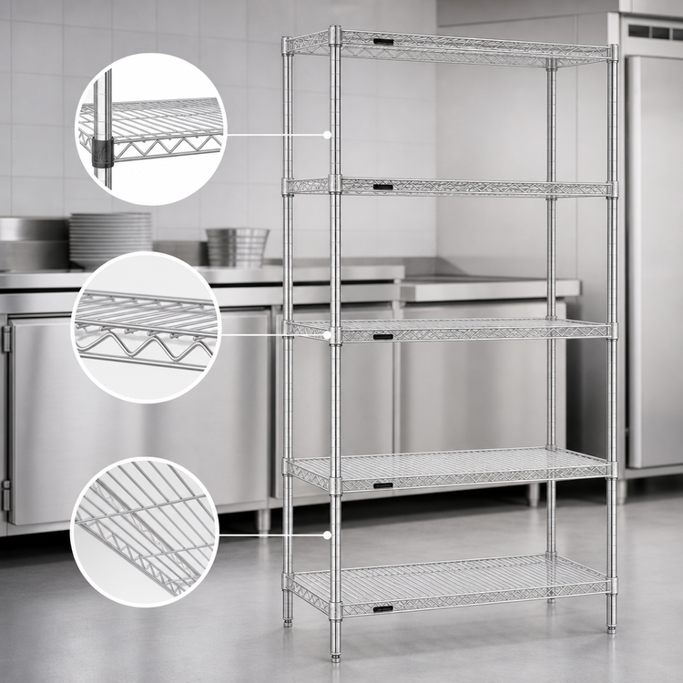 Product image #3 for Eagle Group 5-Tier Wire Shelving Starter Unit with QuadTruss, 60W x 21D x 74H, Stainless Steel Finish