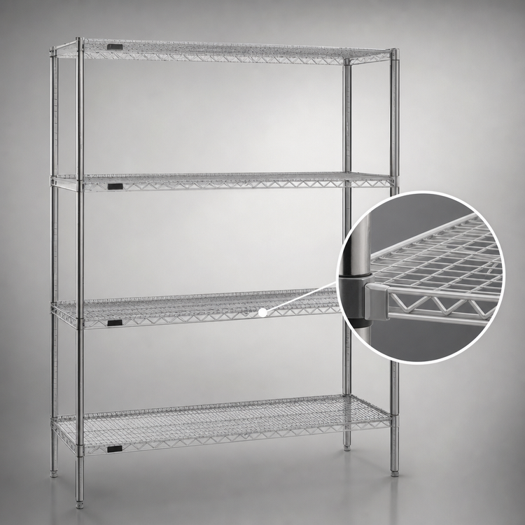 Product image #3 for Eagle Group Valu-Master Red-i-Pak Stationary 4-Tier Wire Shelving Unit, 60 x 24 x 63 Inches, Pewter Gray Epoxy Finish