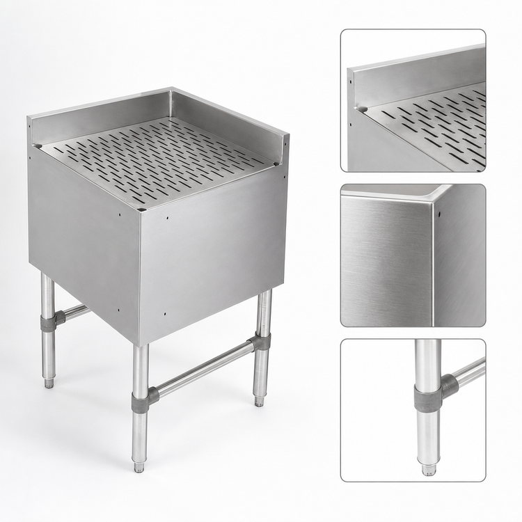 Product image #3 for John Boos Freestanding Underbar Corner Drainboard, 21 x 21 x 32-1/2 Inches, Stainless Steel