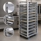 Thumbnail image #3 for Dinex DXP612U Universal Aluminum Angle Tray Rack, 12 Full-Size Tray Capacity, 5-Inch Fixed Slide Spacing