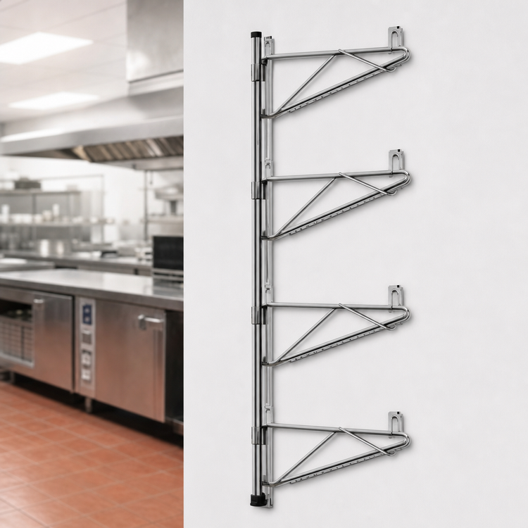 Product image #3 for Eagle Group Adjustable Post Wire Wall Mount Prepackaged End Unit for 24-Inch Deep Shelves, Chrome, 63-Inch Posts