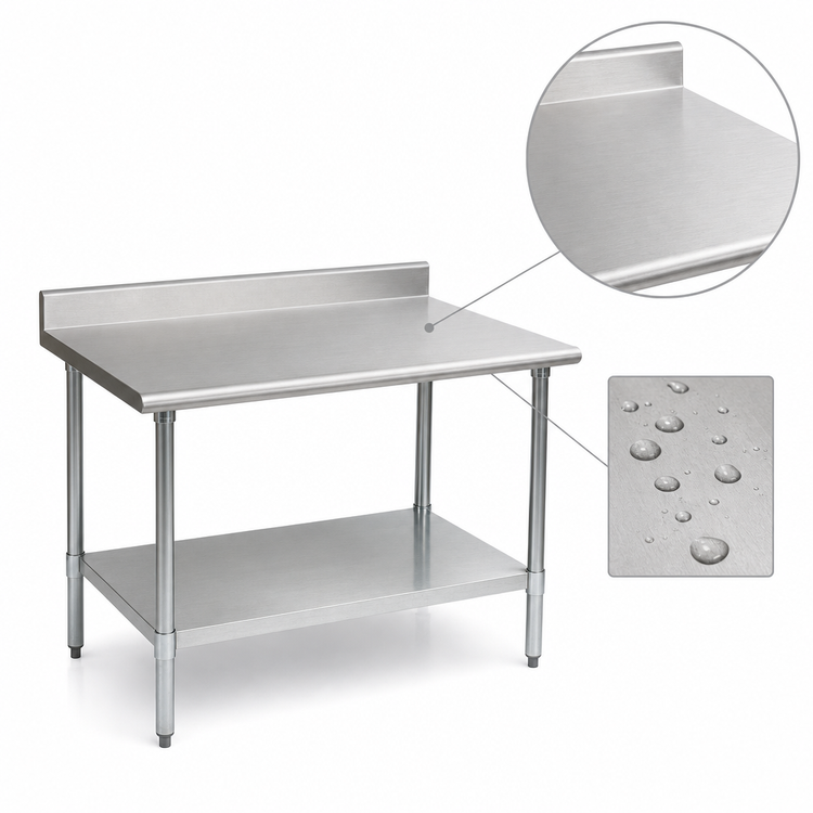 Product image #3 for Eagle Group BlendPort® Budget Series 72" x 24" 430 Stainless Steel Work Table with 4-1/2" Backsplash and Adjustable Undershelf