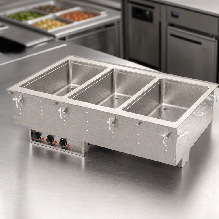 Product image #3 for Vollrath 3-Well Drop-In Electric Hot Food Well with Thermostatic Controls, Wet Operation, and Standard Drain