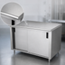 Thumbnail image #3 for Advance Tabco Stainless Steel Work Table with Cabinet Base, Mid-Shelf and Sliding Doors, 108 x 36 Inches, 14 Gauge 304 Top