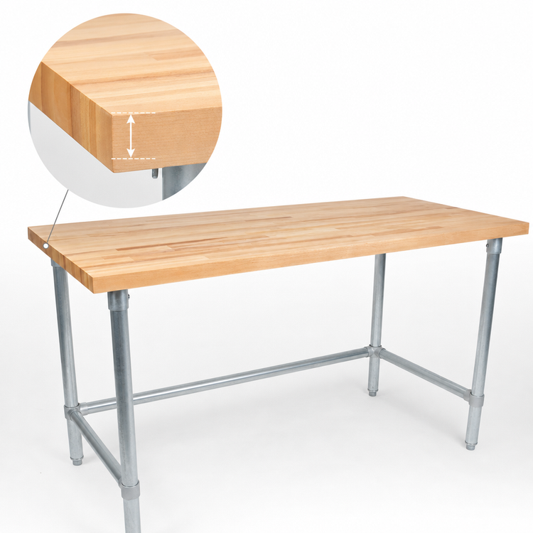 Product image #3 for John Boos JNB10 Wood Top Work Table with Galvanized Base, 72" W x 30" D x 35" H