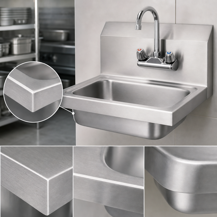 Product image #3 for Vollrath Wall-Mount 2-Hole Hand Sink with Strainer and Gooseneck Faucet, 17 x 15 Inches