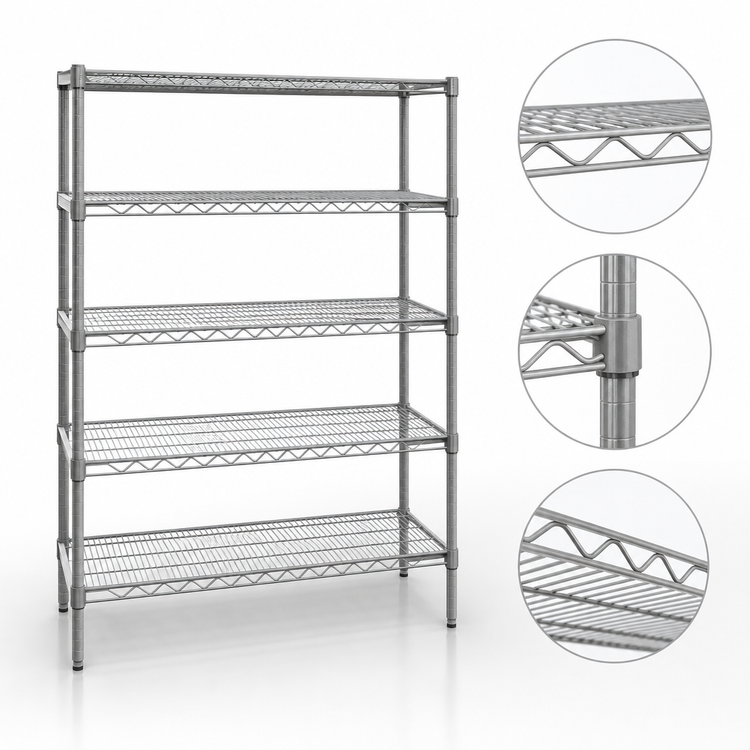Product image #3 for Eagle Group Valu-Master 5-Tier Wire Shelving Starter Unit, 60W x 18D x 74H, Pewter Gray Epoxy