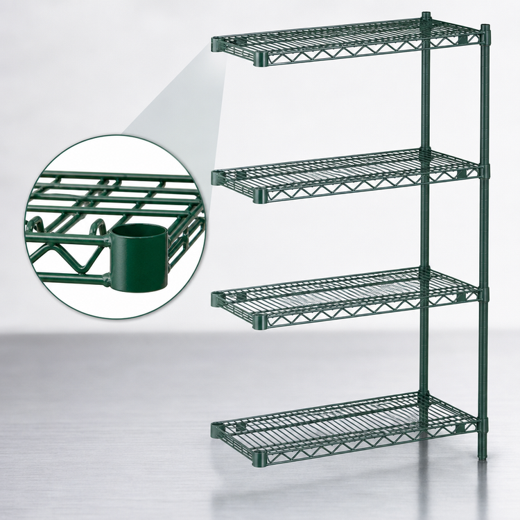 Product image #3 for Eagle Group Valu-Gard 4-Tier Add-On Wire Shelving Unit, 24 x 21 x 63 Inches, Green Epoxy Finish