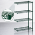 Thumbnail image #3 for Eagle Group Valu-Gard 4-Tier Add-On Wire Shelving Unit, 24 x 21 x 63 Inches, Green Epoxy Finish