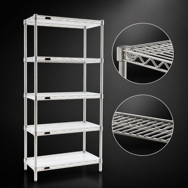 Product image #3 for EAGLEbrite 5-Tier Starter Wire Shelving Unit, 24-Inch x 24-Inch x 74-Inch, Zinc Finish