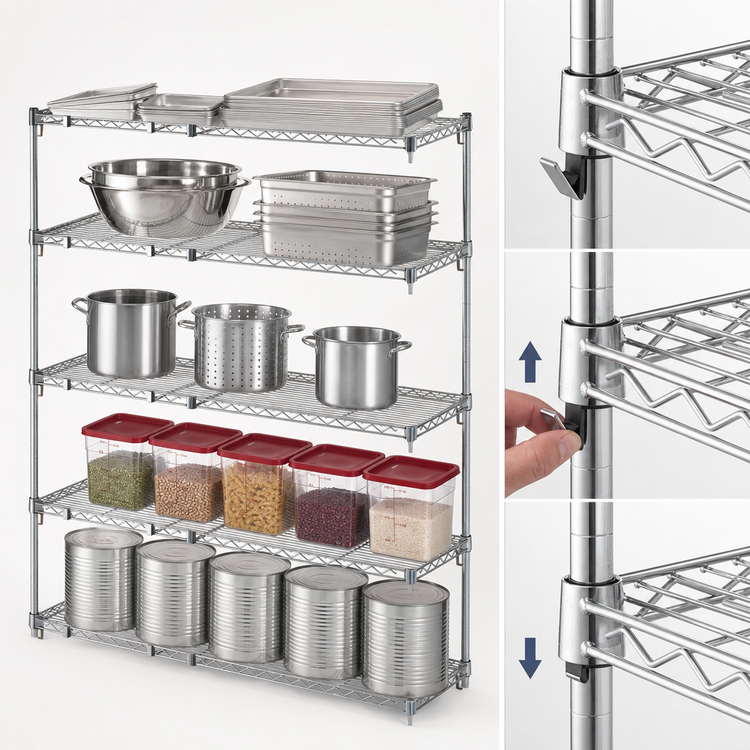 Product image #3 for Metro Super Erecta 5-Shelf Chrome Plated Wire Add-On Shelving Unit, 72"W x 18"D x 74"H