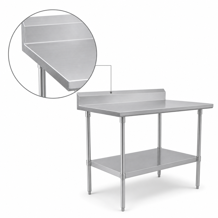 Product image #3 for John Boos Stallion 30 in. W x 36 in. D Stainless Steel Work Table with 5 in. Backsplash and Undershelf