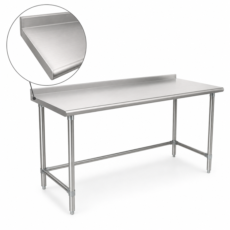 Product image #3 for Eagle Group BlendPort Deluxe Series Stainless Steel Work Table, 72 x 30 Inches, with 1-1/2-Inch Rear Upturn and Open Crossbraced Base