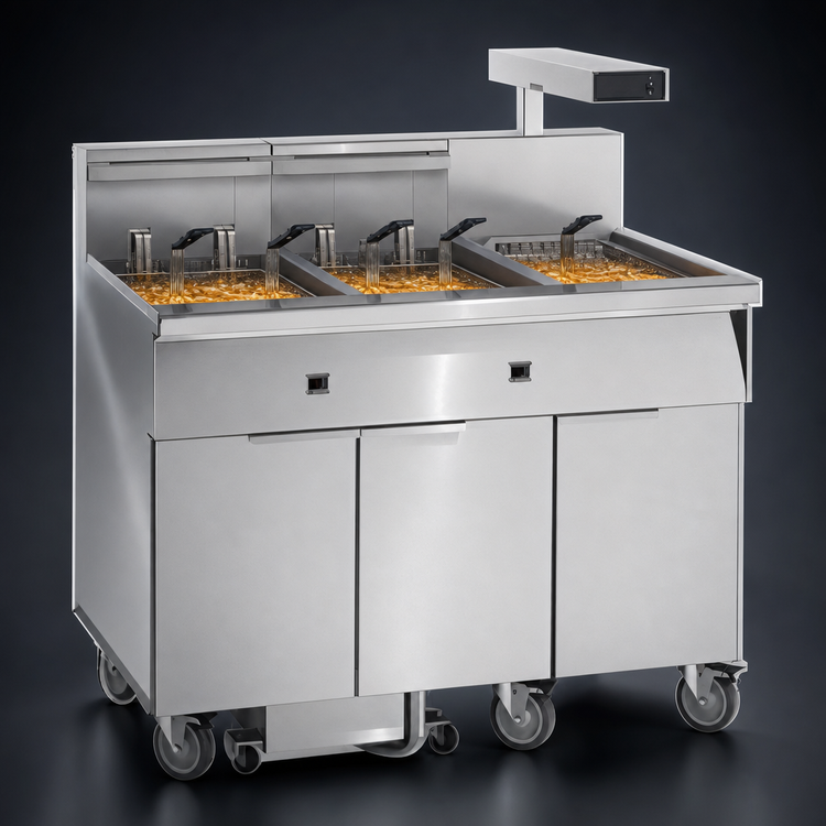 Product image #3 for Imperial 4-Battery Electric Floor Fryer with Built-In Filter System, 50 lb. Tanks and Dump Station