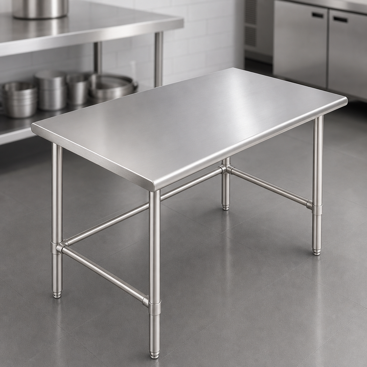 Product image #3 for Sapphire Manufacturing 30" x 18" Stainless Steel Work Table with Open Base and Reinforced Top