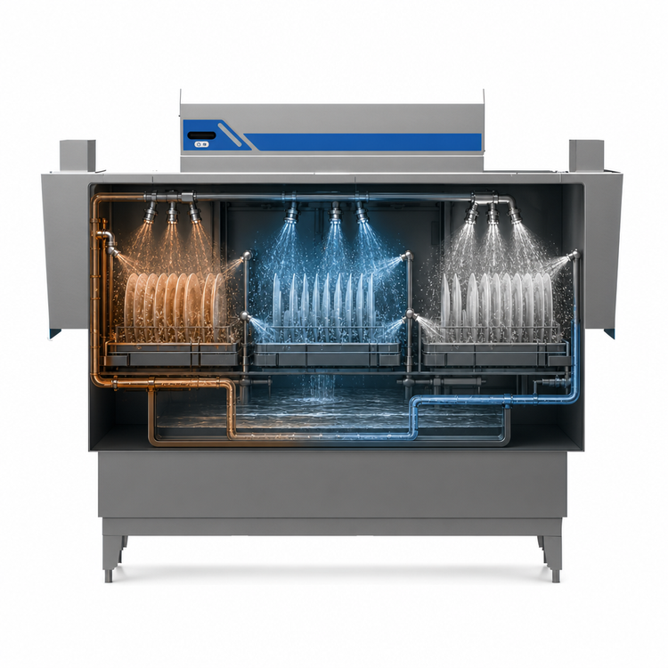 Product image #3 for Insinger ADMIRAL 66 66-Inch Single Tank Rack Conveyor Dishwasher