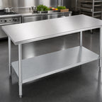 Thumbnail image #3 for Duke Manufacturing 416-36108 108-Inch x 36-Inch Stainless Steel Work Table, 16-Gauge 400 Series Top, No Backsplash, Galvanized Undershelf
