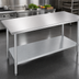 Thumbnail image #3 for Duke 108-Inch x 36-Inch Stainless Steel Work Table, Flat Top, No Backsplash, with Galvanized Undershelf