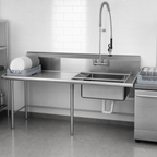 Thumbnail image #3 for Sapphire Manufacturing SMSDT-48L 48-Inch Straight Left-to-Right Soiled Dish Table with Pre-Rinse Sink, 16-Gauge Stainless Steel, 10-1/2-Inch Backsplas