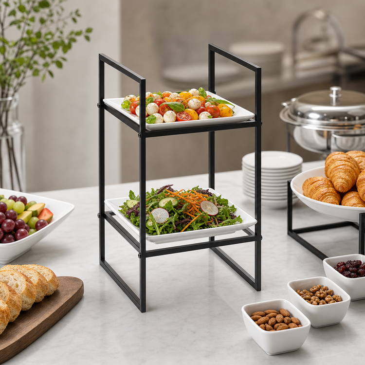 Product image #4 for American Metalcraft Black Twilight Square Two-Tier Modular Buffet Riser