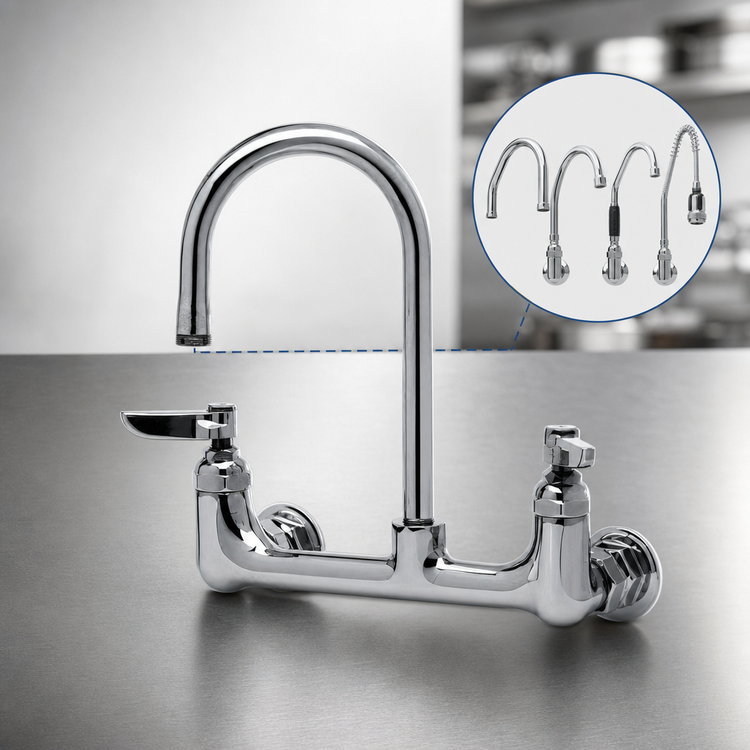 Product image #3 for T&S Brass Wall-Mount Mixing Faucet Body, Less Nozzle, 8-Inch Adjustable Centers