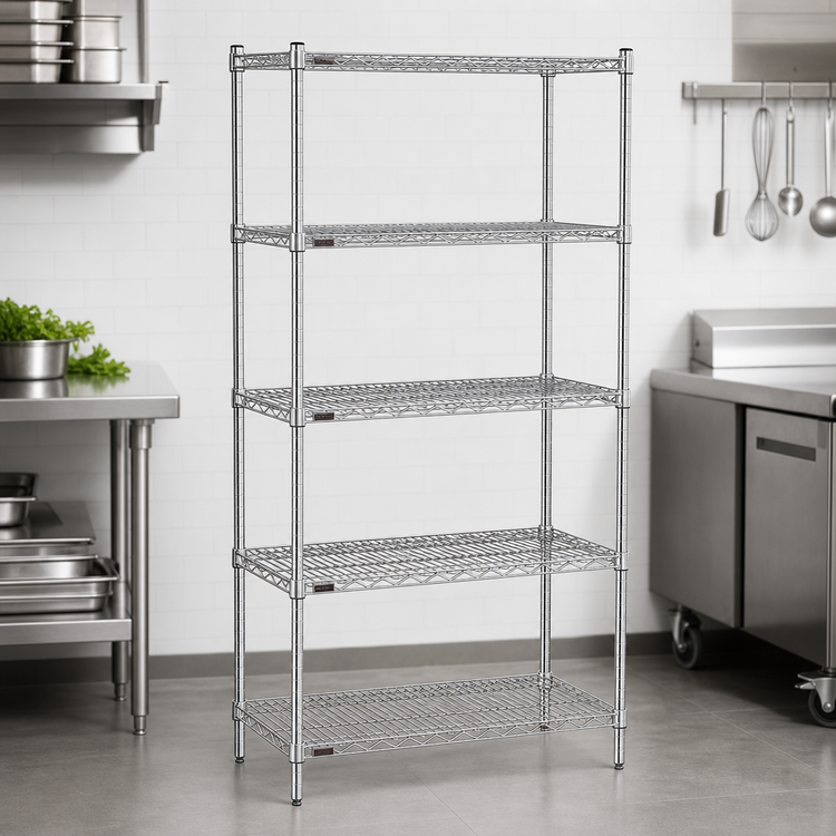 Product image #3 for Eagle Group 5-Tier Chrome-Plated Wire Shelving Starter Unit, 36"W x 24"D x 86"H