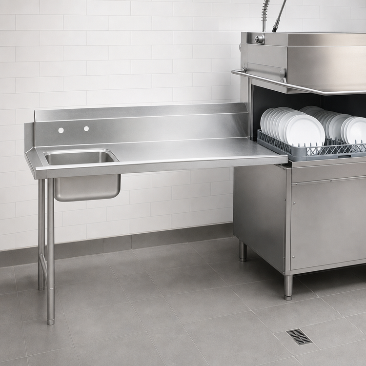 Product image #3 for Advance Tabco Special Value 71-Inch Left-Hand Straight-Soil Dish Table with Pre-Rinse Sink and 10-1/2-Inch Backsplash