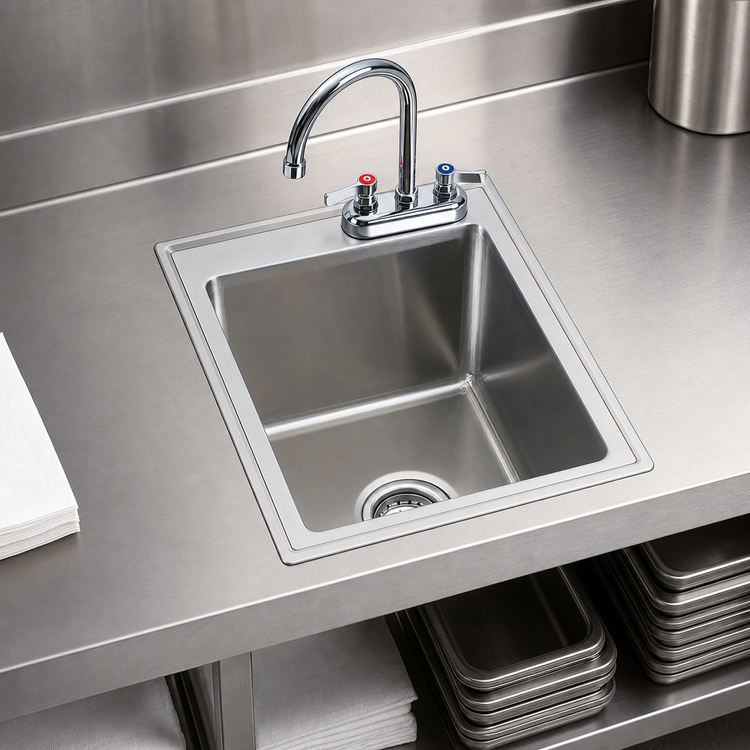 Product image #3 for Drop-In Stainless Steel Hand Sink with Faucet, 12" x 18" x 5"