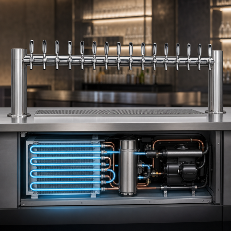 Product image #3 for Metropolis H-Style Countertop Glycol-Cooled 16-Faucet Draft Beer Tower, 56-Inch Wide