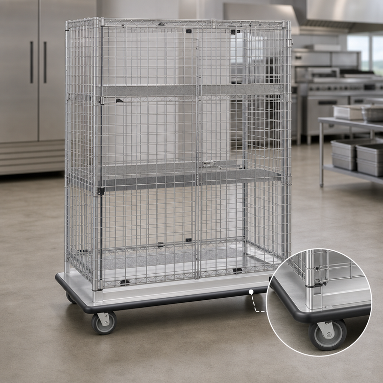 Product image #3 for Metro Super Erecta Mobile Chrome-Plated Wire Security Cage Dolly Truck, 63-1/8 x 28-1/16 x 68-1/2 Inches
