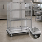 Thumbnail image #3 for Metro Super Erecta SEC56LC Mobile Chrome-Plated Wire Security Cage Dolly Truck, No Shelves, 270° Doors