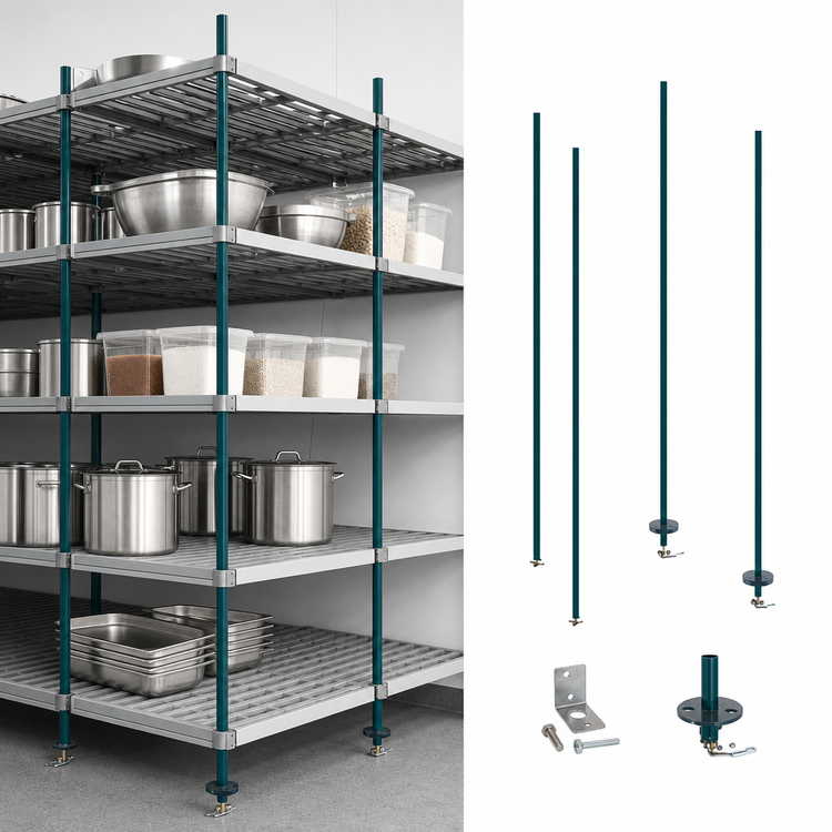 Product image #3 for qwikTRAK High Density Track Shelving Stationary End Unit Kit, Metroseal 3 Epoxy-Coated, 74-Inch Posts