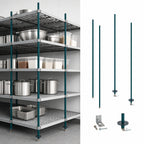 Thumbnail image #3 for Metro qwikTRAK BTEK3 High-Density Track Shelving Stationary End Unit Kit, Epoxy-Coated, 74-Inch Posts