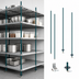 Thumbnail image #3 for qwikTRAK High Density Track Shelving Stationary End Unit Kit, Metroseal 3 Epoxy-Coated, 74-Inch Posts