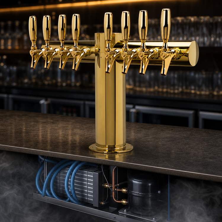 Product image #3 for Metropolis T 8-Faucet Countertop Glycol-Cooled Draft Beer Tower, 24-Inch, PVD Brass