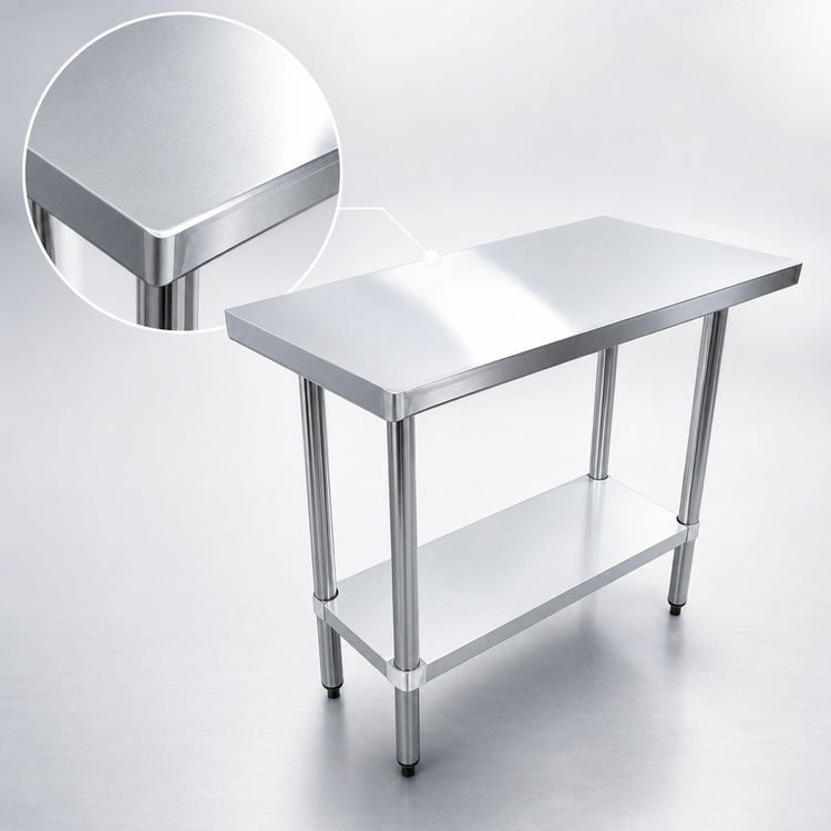 Product image #3 for Sapphire 48-Inch x 30-Inch x 35-Inch Stainless Steel Flat Top Work Table with Galvanized Undershelf