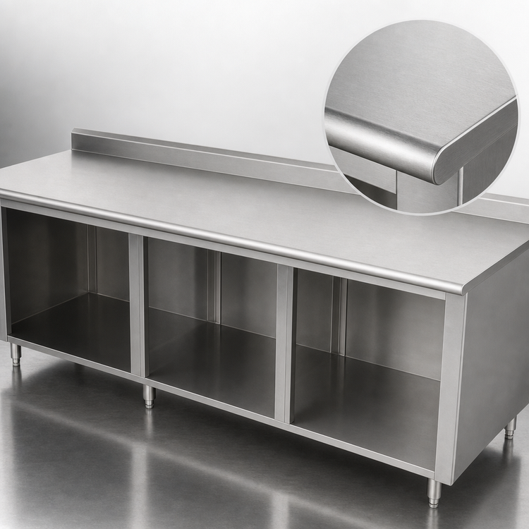 Product image #3 for 108-Inch x 24-Inch Stainless Steel Work Table with Open Front Cabinet Base
