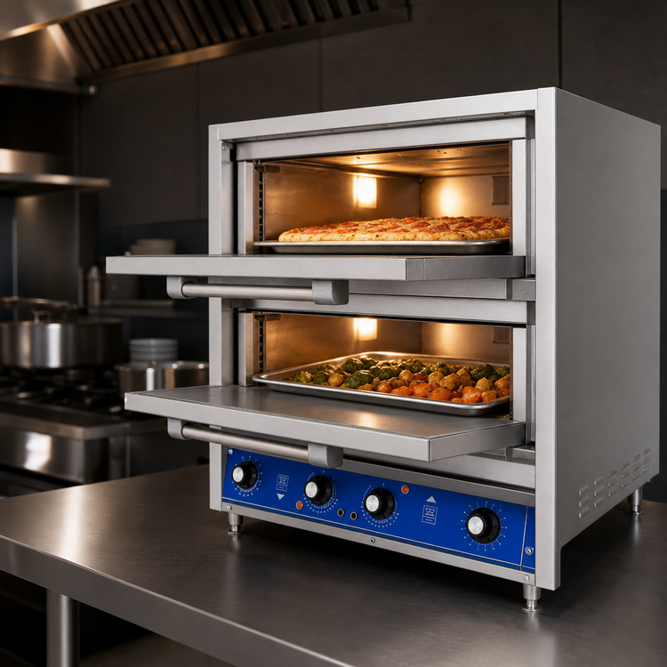 Product image #4 for Bakers Pride HearthBake Series P46S Countertop Electric Dual-Chamber Pizza/Bake/Roast Oven, 3 Decks